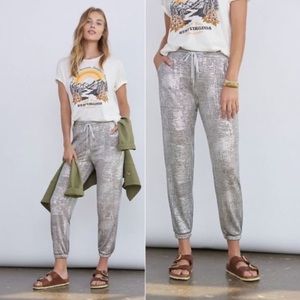 Anthropologie Silver Track Pants